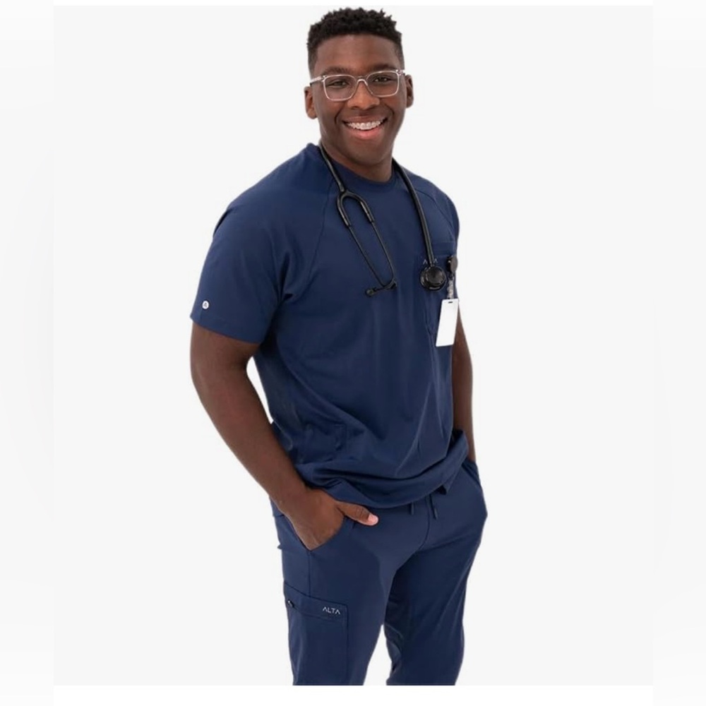 ALTA - PRESTON CREWNECK MENS SCRUB TOP - NAVY BLUE - SIZE XXL